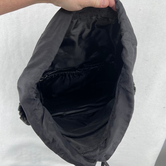 Eddie Bauer Canvas Backpack Cinch Drawstring Top Flap Closure Black - Picture 3 of 12